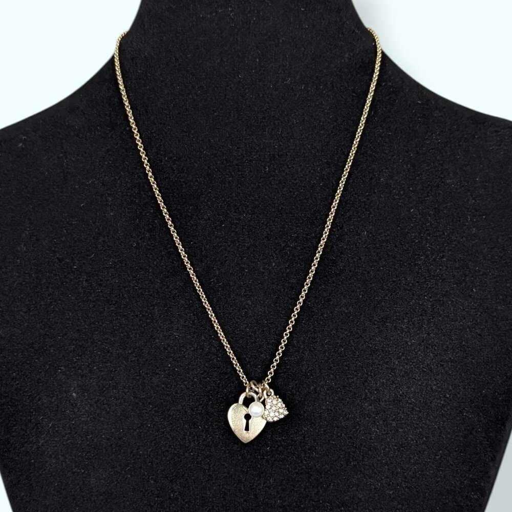 Faux Pear Heart Lock Pendant Necklace